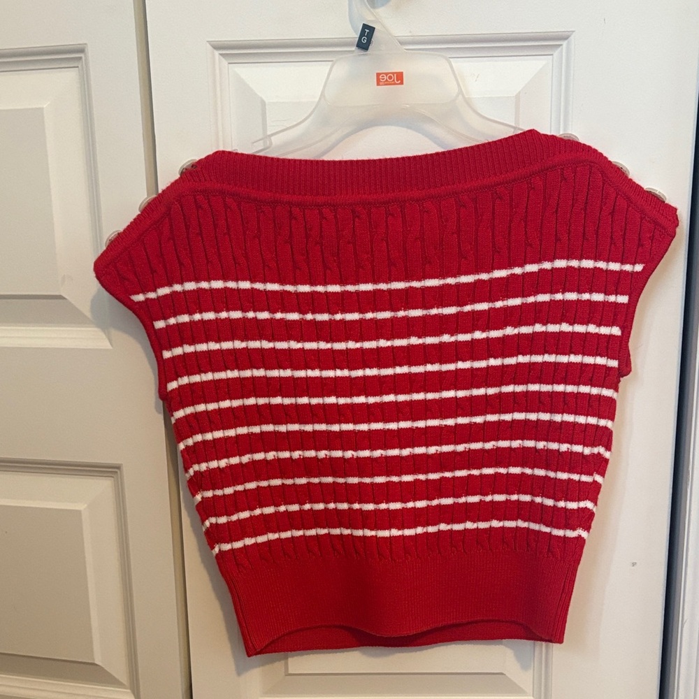 English Factory Red and White Striped Sweater